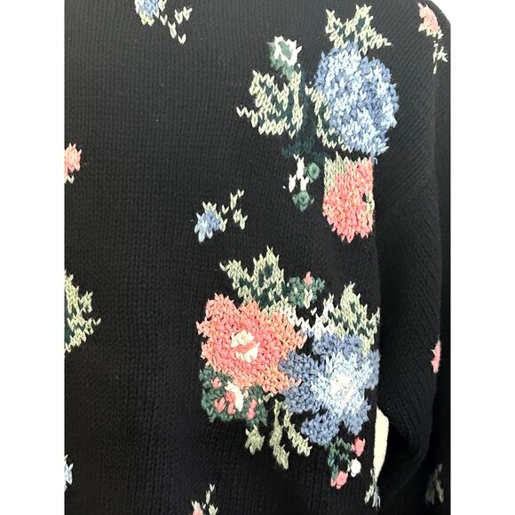 Gorgeous Hand Knit Floral Cotton Blend Cardigan Y2K Paris Sports Club 20… - Picture 7 of 11